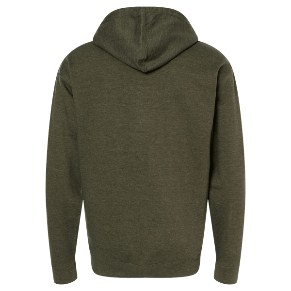 Independent Trading Co. Unisex Midweight Full-Zip Hooded Sweatshirt, Army Heather, Back view