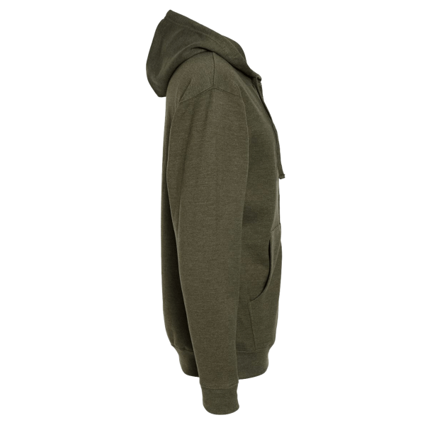 Independent Trading Co. Unisex Midweight Full-Zip Hooded Sweatshirt, Army Heather, Right Sleeve view