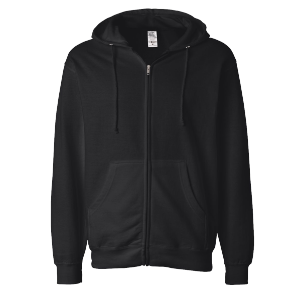 Independent Trading Co. Unisex Midweight Full-Zip Hooded Sweatshirt, Black, Front view