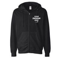 Independent Trading Co. Unisex Midweight Full-Zip Hooded Sweatshirt, Black, Front view, Mockup