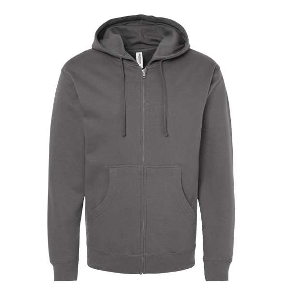 Independent Trading Co. Unisex Midweight Full-Zip Hooded Sweatshirt, Charcoal, Front view