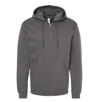 Independent Trading Co. Unisex Midweight Full-Zip Hooded Sweatshirt, Charcoal, Front view