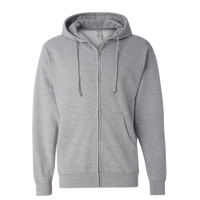 Independent Trading Co. Unisex Midweight Full-Zip Hooded Sweatshirt, Grey Heather, Front view