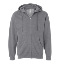 Independent Trading Co. Unisex Midweight Full-Zip Hooded Sweatshirt, Gunmetal Heather, Front view