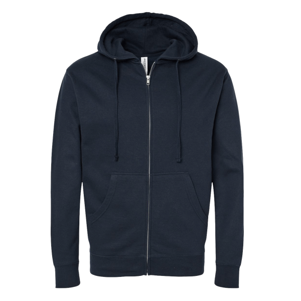 Independent Trading Co. Unisex Midweight Full-Zip Hooded Sweatshirt, Navy, Front view