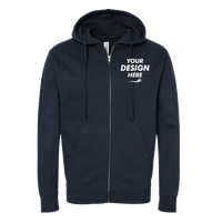 Independent Trading Co. Unisex Midweight Full-Zip Hooded Sweatshirt, Navy, Front view, Mockup