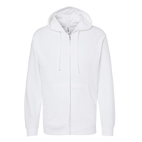 Independent Trading Co. Unisex Midweight Full-Zip Hooded Sweatshirt, White, Front view