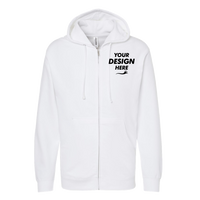 Independent Trading Co. Unisex Midweight Full-Zip Hooded Sweatshirt, White, Front view, Mockup