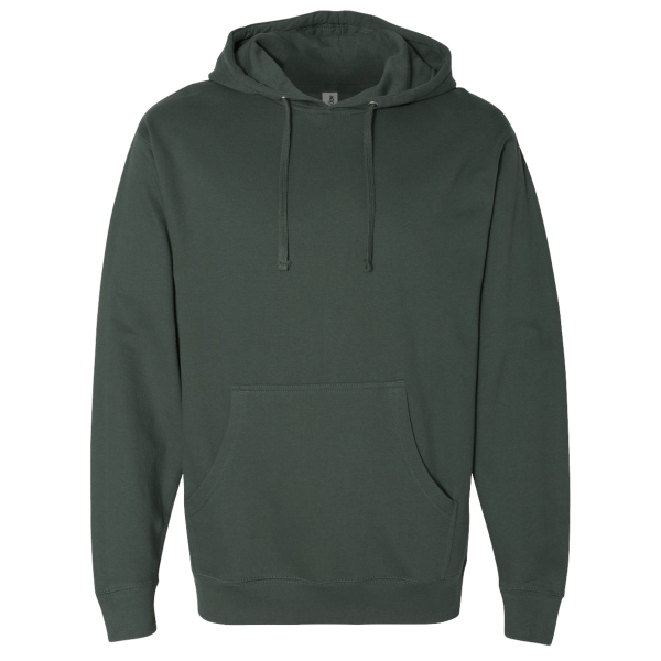 Independent Trading Co. Unisex Midweight Hooded Sweatshirt, Alpine Green, Front view
