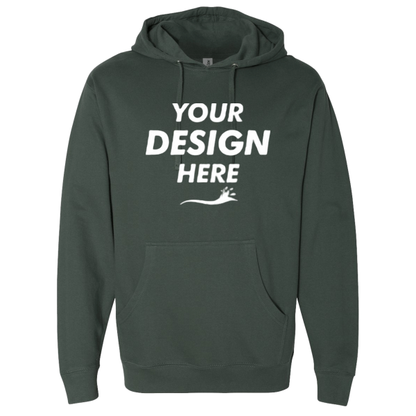 Independent Trading Co. Unisex Midweight Hooded Sweatshirt, Alpine Green, Front view, Mockup