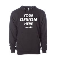 Independent Trading Co. Unisex Midweight Hooded Sweatshirt, Black, Front view, Mockup