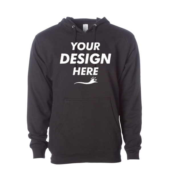 Independent Trading Co. Unisex Midweight Hooded Sweatshirt, Black, Front view, Mockup