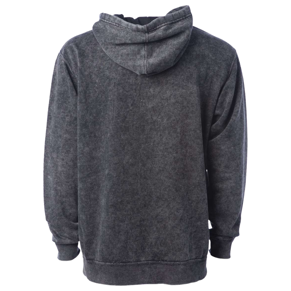 Independent Trading Co. Unisex Midweight Mineral Wash Hooded Sweatshirt, Black, Back view