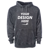 Independent Trading Co. Unisex Midweight Mineral Wash Hooded Sweatshirt, Black, Front view, Mockup