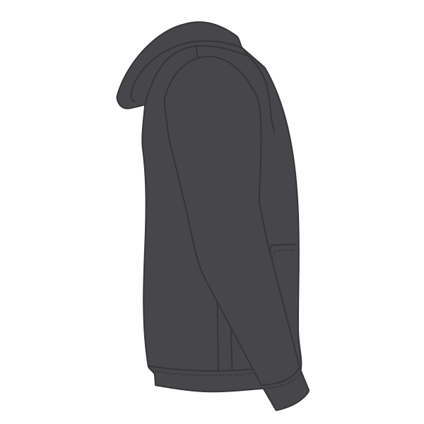 Independent Trading Co. Unisex Midweight Mineral Wash Hooded Sweatshirt, Black, Right Sleeve view