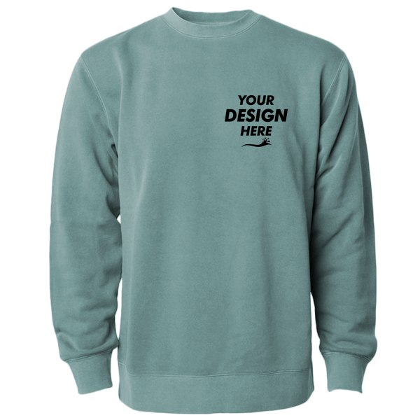 Independent Trading Co. Unisex Midweight Pigment-Dyed Crewneck Sweatshirt, Pigment Alpine Green, Front view, Mockup