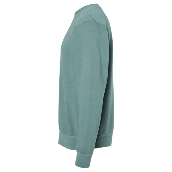 Independent Trading Co. Unisex Midweight Pigment-Dyed Crewneck Sweatshirt, Pigment Alpine Green, Left Sleeve view