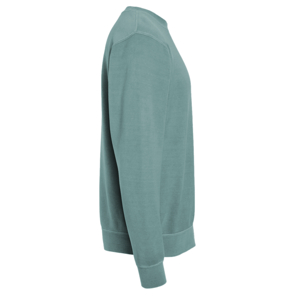Independent Trading Co. Unisex Midweight Pigment-Dyed Crewneck Sweatshirt, Pigment Alpine Green, Right Sleeve view
