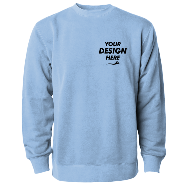 Independent Trading Co. Unisex Midweight Pigment-Dyed Crewneck Sweatshirt, Pigment Light Blue, Front view, Mockup