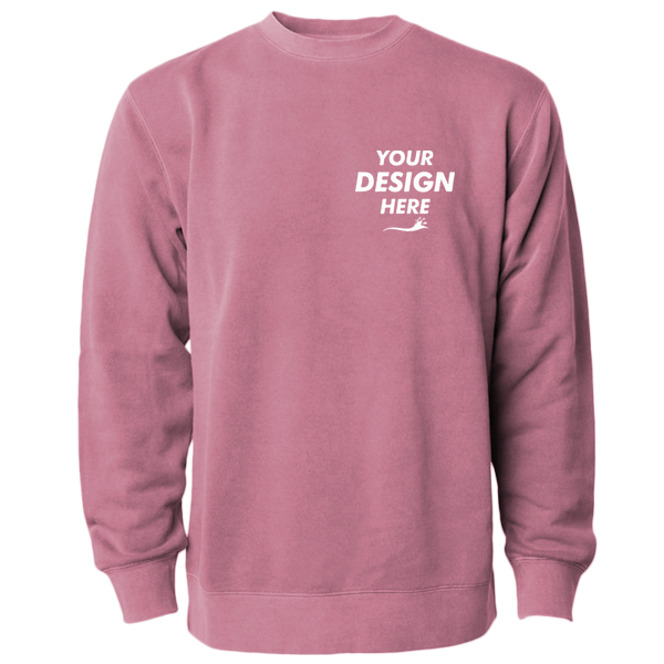 Independent Trading Co. Unisex Midweight Pigment-Dyed Crewneck Sweatshirt, Pigment Maroon, Front view, Mockup