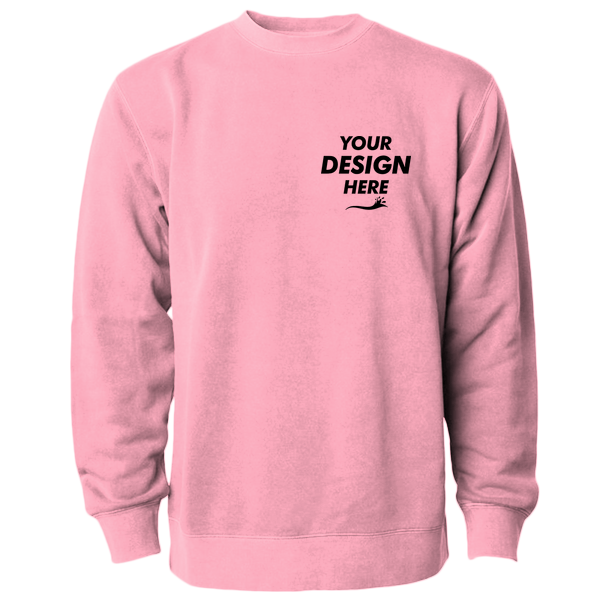 Independent Trading Co. Unisex Midweight Pigment-Dyed Crewneck Sweatshirt, Pigment Pink, Front view, Mockup