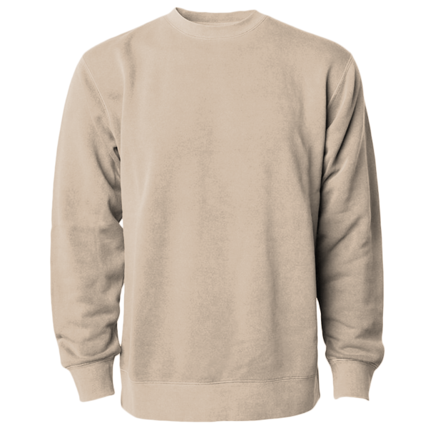 Independent Trading Co. Unisex Midweight Pigment-Dyed Crewneck Sweatshirt, Pigment Sandstone, Front view