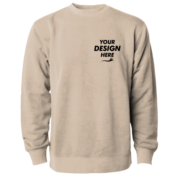 Independent Trading Co. Unisex Midweight Pigment-Dyed Crewneck Sweatshirt, Pigment Sandstone, Front view, Mockup