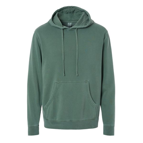 Independent Trading Co. Unisex Midweight Pigment-Dyed Hooded Sweatshirt, Pigment Alpine Green, Front view