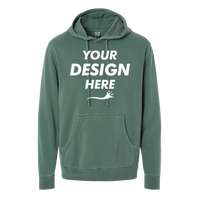 Independent Trading Co. Unisex Midweight Pigment-Dyed Hooded Sweatshirt, Pigment Alpine Green, Front view, Mockup