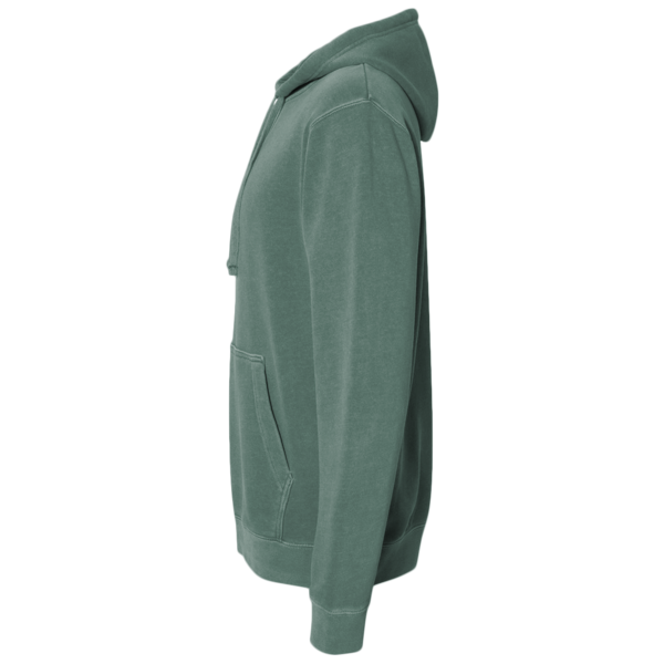 Independent Trading Co. Unisex Midweight Pigment-Dyed Hooded Sweatshirt, Pigment Alpine Green, Left Sleeve view