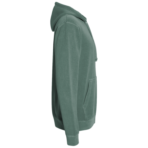 Independent Trading Co. Unisex Midweight Pigment-Dyed Hooded Sweatshirt, Pigment Alpine Green, Right Sleeve view