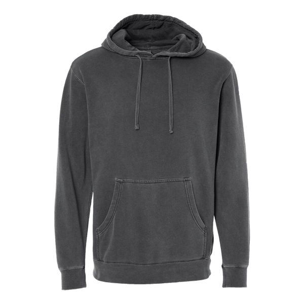 Independent Trading Co. Unisex Midweight Pigment-Dyed Hooded Sweatshirt, Pigment Black, Front view