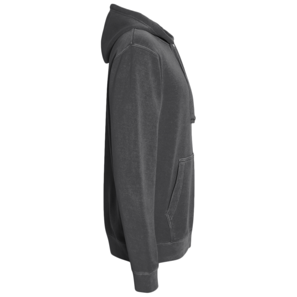 Independent Trading Co. Unisex Midweight Pigment-Dyed Hooded Sweatshirt, Pigment Black, Right Sleeve view