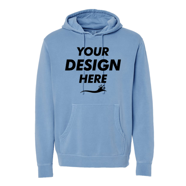 Independent Trading Co. Unisex Midweight Pigment-Dyed Hooded Sweatshirt, Pigment Light Blue, Front view, Mockup