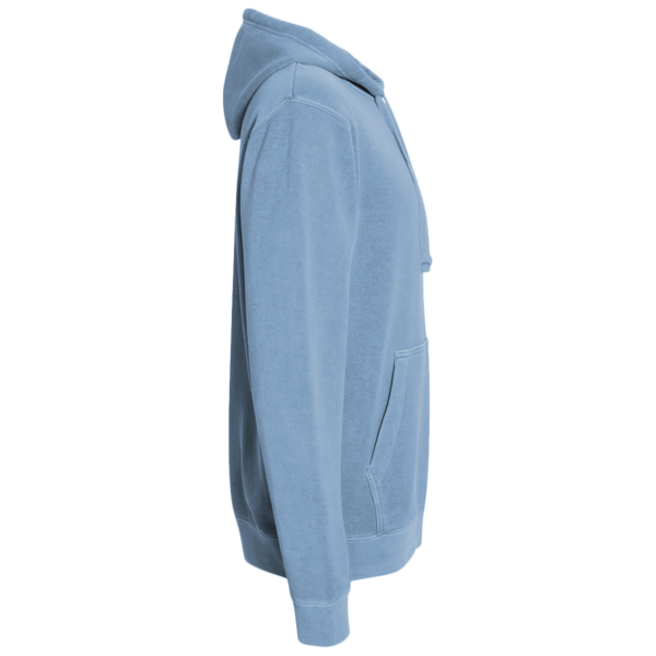 Independent Trading Co. Unisex Midweight Pigment-Dyed Hooded Sweatshirt, Pigment Light Blue, Right Sleeve view