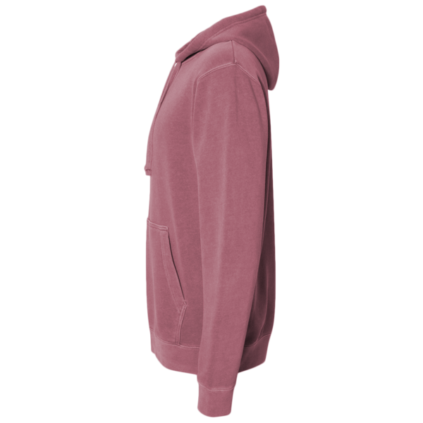 Independent Trading Co. Unisex Midweight Pigment-Dyed Hooded Sweatshirt, Pigment Maroon, Left Sleeve view