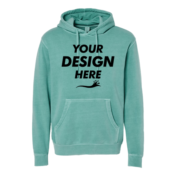 Independent Trading Co. Unisex Midweight Pigment-Dyed Hooded Sweatshirt, Pigment Mint, Front view, Mockup