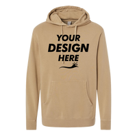 Independent Trading Co. Unisex Midweight Pigment-Dyed Hooded Sweatshirt, Pigment Sandstone, Front view, Mockup
