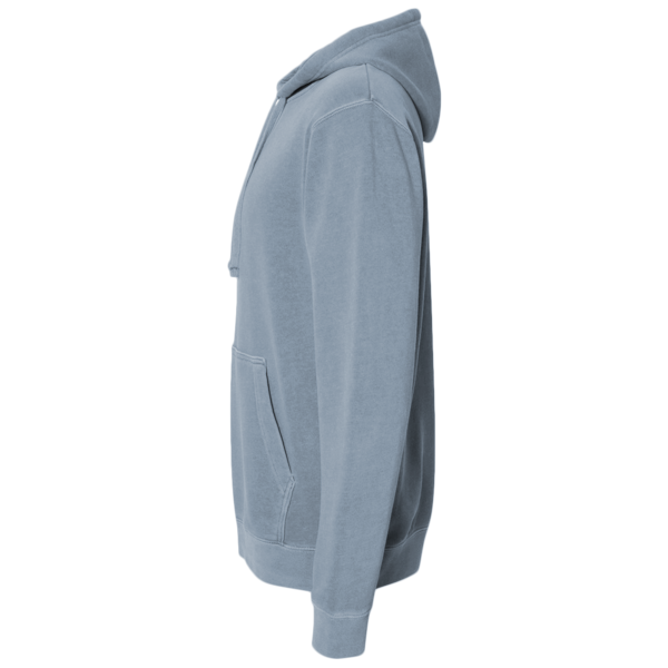 Independent Trading Co. Unisex Midweight Pigment-Dyed Hooded Sweatshirt, Pigment Slate Blue, Left Sleeve view