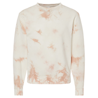 Independent Trading Co. Unisex Midweight Tie-Dyed Crewneck Sweatshirt, Tie Dye Dusty Pink, Front view