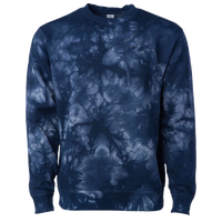 Independent Trading Co. Unisex Midweight Tie-Dyed Crewneck Sweatshirt, Tie Dye Navy, Front view