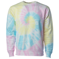 Independent Trading Co. Unisex Midweight Tie-Dyed Crewneck Sweatshirt, Tie Dye Sunset Swirl, Front view