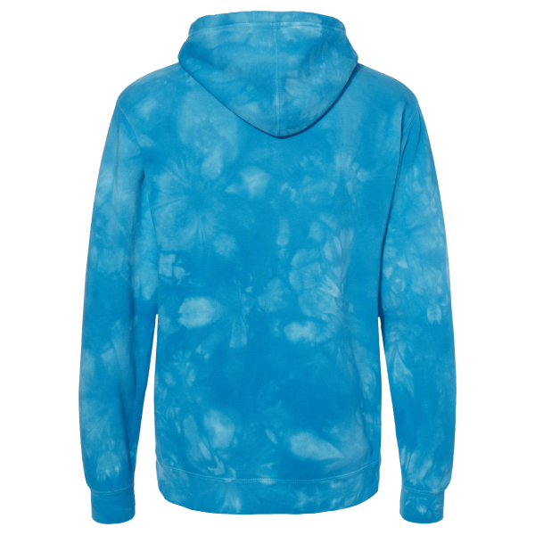 Independent Trading Co. Unisex Midweight Tie-Dyed Hooded Sweatshirt, Tie Dye Aqua Blue, Back view