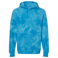 Independent Trading Co. Unisex Midweight Tie-Dyed Hooded Sweatshirt, Tie Dye Aqua Blue, Front view