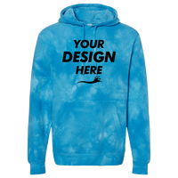 Independent Trading Co. Unisex Midweight Tie-Dyed Hooded Sweatshirt, Tie Dye Aqua Blue, Front view, Mockup