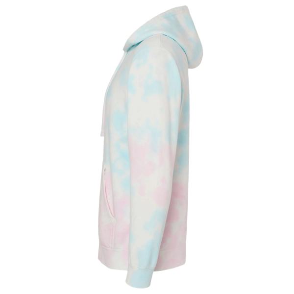 Independent Trading Co. Unisex Midweight Tie-Dyed Hooded Sweatshirt, Tie Dye Cotton Candy, Left Sleeve view