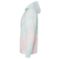 Independent Trading Co. Unisex Midweight Tie-Dyed Hooded Sweatshirt, Tie Dye Cotton Candy, Left Sleeve view