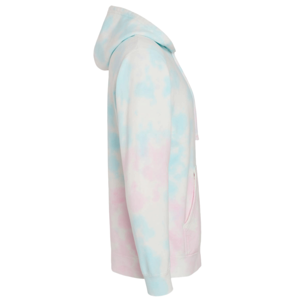 Independent Trading Co. Unisex Midweight Tie-Dyed Hooded Sweatshirt, Tie Dye Cotton Candy, Right Sleeve view