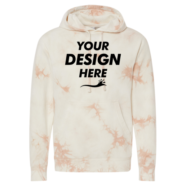 Independent Trading Co. Unisex Midweight Tie-Dyed Hooded Sweatshirt, Tie Dye Dusty Pink, Front view, Mockup