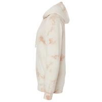 Independent Trading Co. Unisex Midweight Tie-Dyed Hooded Sweatshirt, Tie Dye Dusty Pink, Left Sleeve view
